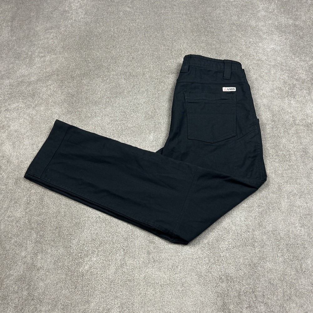 LIVSN Pants Mens 31x30 Black Organic Canvas Chino Outdoor Hiking Travel Knee
